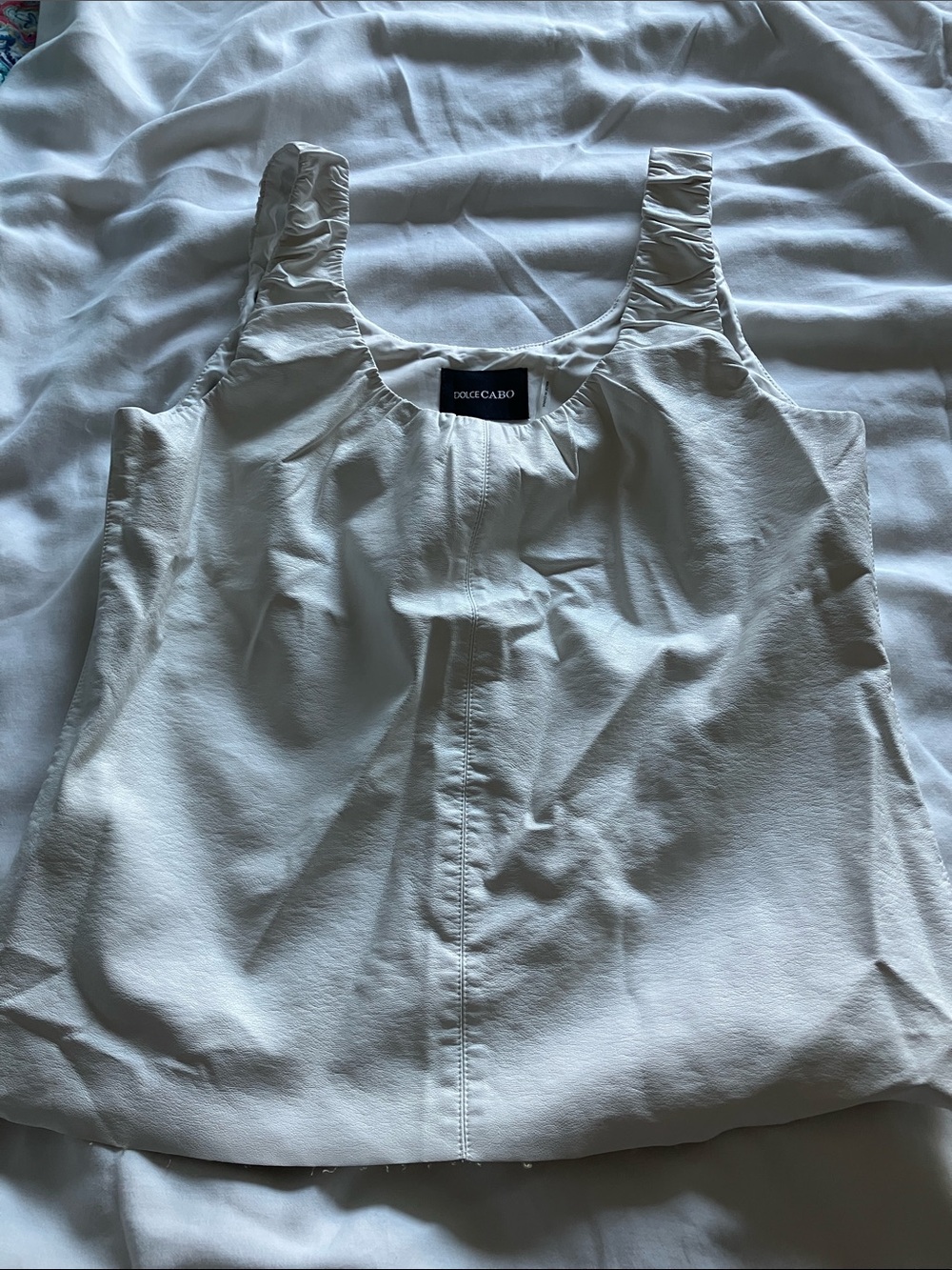 Dolce Cabo Cream Ruched-Strap Scoop Tank